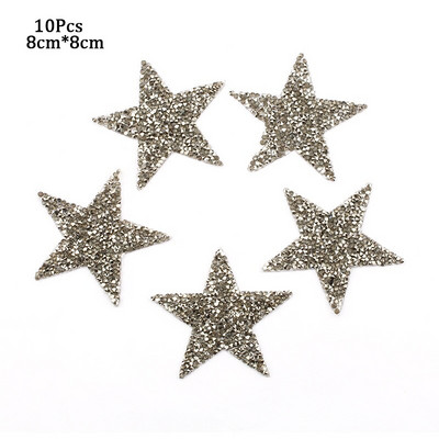 4/6/8cm Hotfix Jet Hematite Star Kalnų krištolas, Mišrus, išsiuvinėtas lygintuvas ant drabužių, Ženkliuko pasta, skirta drabužių krepšiui, kelnių batams