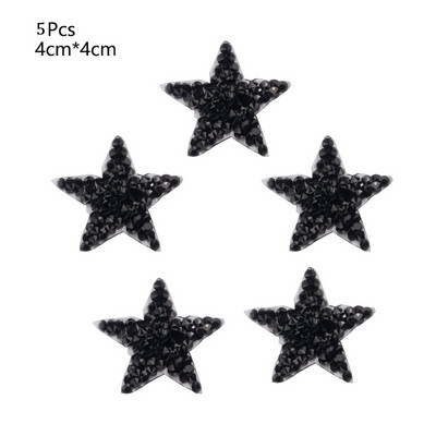 4/6/8cm Hotfix Jet Hematite Star Kalnų krištolas, Mišrus, išsiuvinėtas lygintuvas ant drabužių, Ženkliuko pasta, skirta drabužių krepšiui, kelnių batams