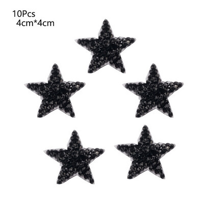 4/6/8cm Hotfix Jet Hematite Star Kalnų krištolas, Mišrus, išsiuvinėtas lygintuvas ant drabužių, Ženkliuko pasta, skirta drabužių krepšiui, kelnių batams