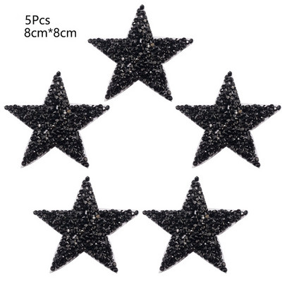 4/6/8cm Hotfix Jet Hematite Star Kalnų krištolas, Mišrus, išsiuvinėtas lygintuvas ant drabužių, Ženkliuko pasta, skirta drabužių krepšiui, kelnių batams