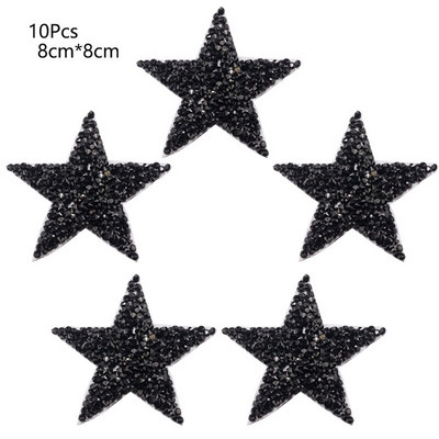 4/6/8cm Hotfix Jet Hematite Star Kalnų krištolas, Mišrus, išsiuvinėtas lygintuvas ant drabužių, Ženkliuko pasta, skirta drabužių krepšiui, kelnių batams