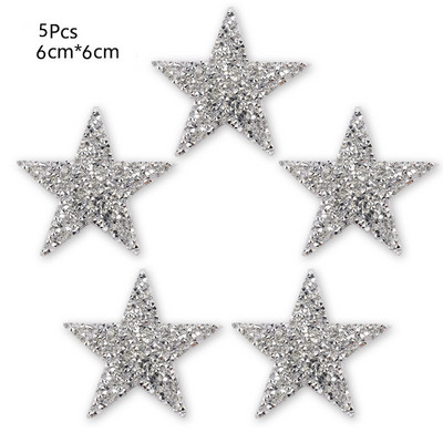 4/6/8cm Hotfix Jet Hematite Star Kalnų krištolas, Mišrus, išsiuvinėtas lygintuvas ant drabužių, Ženkliuko pasta, skirta drabužių krepšiui, kelnių batams