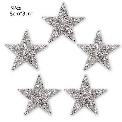 4/6/8cm Hotfix Jet Hematite Star Kalnų krištolas, Mišrus, išsiuvinėtas lygintuvas ant drabužių, Ženkliuko pasta, skirta drabužių krepšiui, kelnių batams