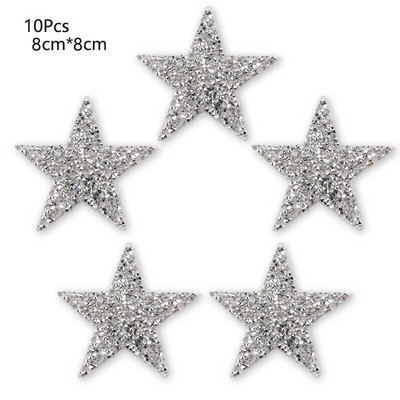 4/6/8cm Hotfix Jet Hematite Star Kalnų krištolas, Mišrus, išsiuvinėtas lygintuvas ant drabužių, Ženkliuko pasta, skirta drabužių krepšiui, kelnių batams