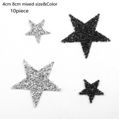 4/6/8cm Hotfix Jet Hematite Star Kalnų krištolas, Mišrus, išsiuvinėtas lygintuvas ant drabužių, Ženkliuko pasta, skirta drabužių krepšiui, kelnių batams