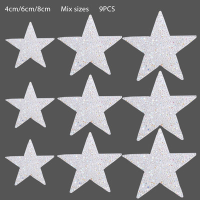 4/6/8cm Hotfix Jet Hematite Star Kalnų krištolas, Mišrus, išsiuvinėtas lygintuvas ant drabužių, Ženkliuko pasta, skirta drabužių krepšiui, kelnių batams