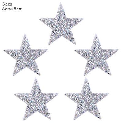 4/6/8cm Hotfix Jet Hematite Star Kalnų krištolas, Mišrus, išsiuvinėtas lygintuvas ant drabužių, Ženkliuko pasta, skirta drabužių krepšiui, kelnių batams