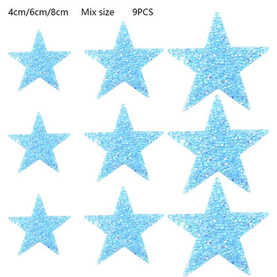 4/6/8cm Hotfix Jet Hematite Star Kalnų krištolas, Mišrus, išsiuvinėtas lygintuvas ant drabužių, Ženkliuko pasta, skirta drabužių krepšiui, kelnių batams