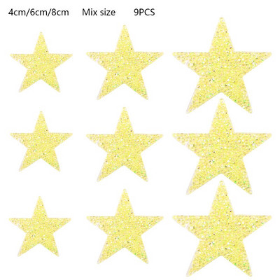 4/6/8cm Hotfix Jet Hematite Star Kalnų krištolas, Mišrus, išsiuvinėtas lygintuvas ant drabužių, Ženkliuko pasta, skirta drabužių krepšiui, kelnių batams