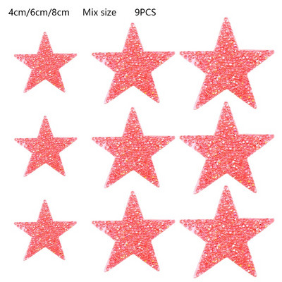 4/6/8cm Hotfix Jet Hematite Star Kalnų krištolas, Mišrus, išsiuvinėtas lygintuvas ant drabužių, Ženkliuko pasta, skirta drabužių krepšiui, kelnių batams