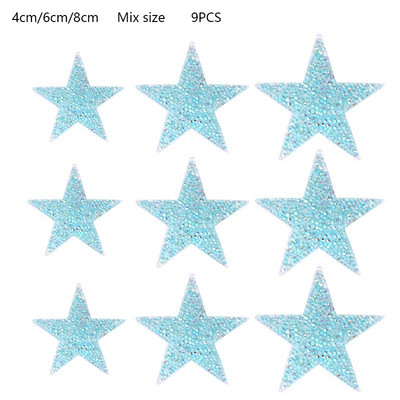 4/6/8cm Hotfix Jet Hematite Star Kalnų krištolas, Mišrus, išsiuvinėtas lygintuvas ant drabužių, Ženkliuko pasta, skirta drabužių krepšiui, kelnių batams