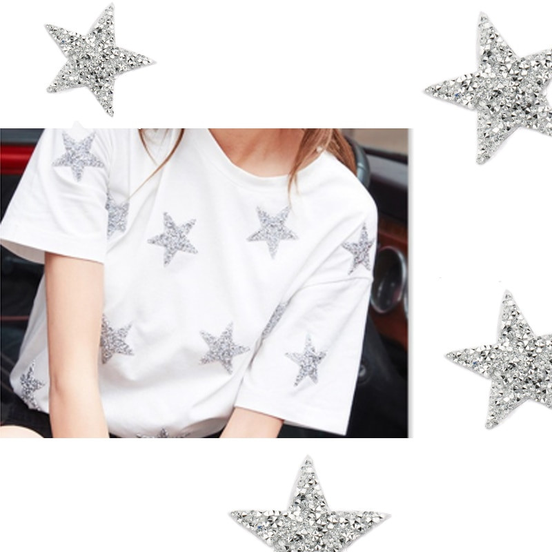 4/6/8cm Hotfix Jet Hematite Star Kalnų krištolas, Mišrus, išsiuvinėtas lygintuvas ant drabužių, Ženkliuko pasta, skirta drabužių krepšiui, kelnių batams