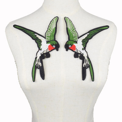 Ζευγάρι μπαλώματα Phenix Birds Azure Blue Pink Gold Κεντημένες Απλικέ