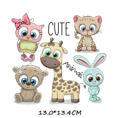 Lygintuvas ant mielų gyvūnų pleistrų rinkinys vaikams Drabužiai „Pasidaryk pats“ marškinėliai, aplikacijos, šilumos perdavimo vinilo vienaragio lipdukai, terminiai presai