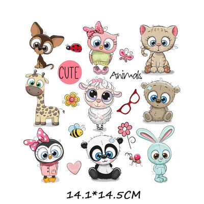 Lygintuvas ant mielų gyvūnų pleistrų rinkinys vaikams Drabužiai „Pasidaryk pats“ marškinėliai, aplikacijos, šilumos perdavimo vinilo vienaragio lipdukai, terminiai presai