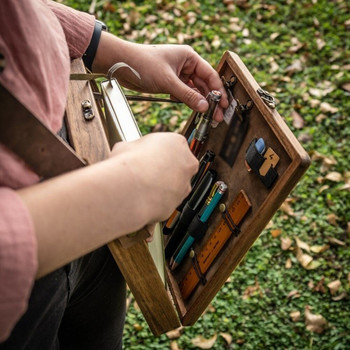 Φορητό σκίτσο τσάντα Σχέδιο αποθήκευσης Τσάντα ώμου Ζωγραφική Στάντα γραφής Στυλό θήκης Βιβλία ρετρό ξύλινη θήκη μεταφοράς τέχνης