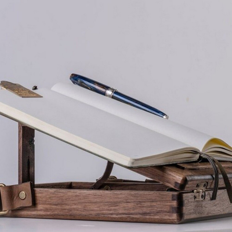 Nešiojamas eskizų kuprinėlis Piešinių laikymas pečių krepšys Tapyba Rašymo stovas Rašikliai Knygų laikiklis Retro medinis nešiojimo dėklas Meno reikmenys