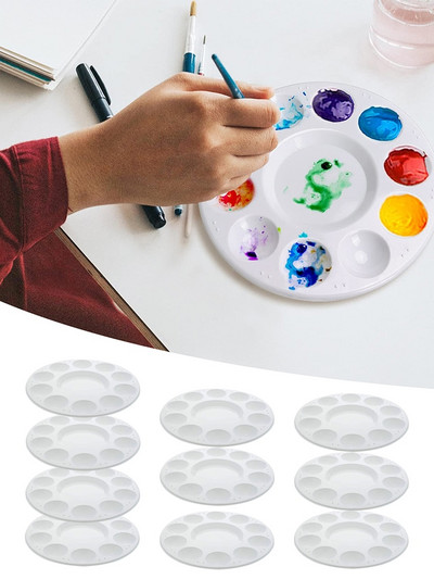5/10 τμχ Στρογγυλές παλέτες δίσκου βαφής που πλένονται Πλαστικές παλέτες χρωμάτων DIY Craft Art Painting Palettes Watercolor Palette