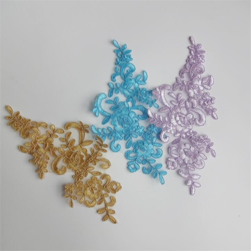 6ΤΜ 22,5Χ12 εκ. 22Χρώματα Λεπτό πέπλο γάμου Διακοσμητικά κεφαλιού Δαντέλα απλικέ Φόρεμα με δαντέλα DIY Αξεσουάρ δαντέλας BD0049