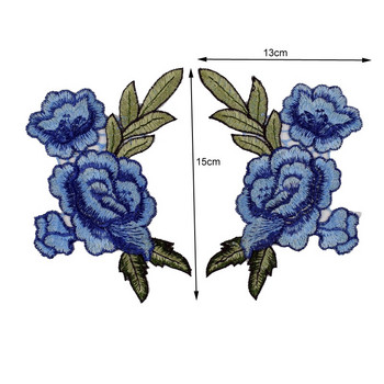 2 τμχ/Σετ Κέντημα Τριαντάφυλλο Λουλούδι Patch Απλικέ diy Crafts Sticker για Τζιν Καπέλο Τσάντα Ρούχα Αξεσουάρ Σήματα (Ράψτε ή Σιδέρωμα)