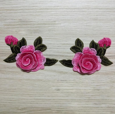 2tk/komplekt Tikandid Roosi lilleplaaster, aplikatsioon isetehtud käsitöö kleebis teksadele Mütsikott Riided Aksessuaarid Märgid (õmmelda või triigida)