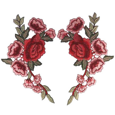 2tk/komplekt Tikandid Roosi lilleplaaster, aplikatsioon isetehtud käsitöö kleebis teksadele Mütsikott Riided Aksessuaarid Märgid (õmmelda või triigida)