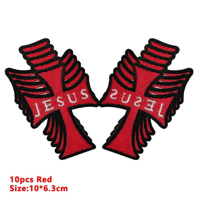 10 τεμ./παρτίδα Jesus Cross Patch Iron On Patches For Clothes Thermoadheable Patches on Clothes Emblement/Futible Patch Sew Ripes