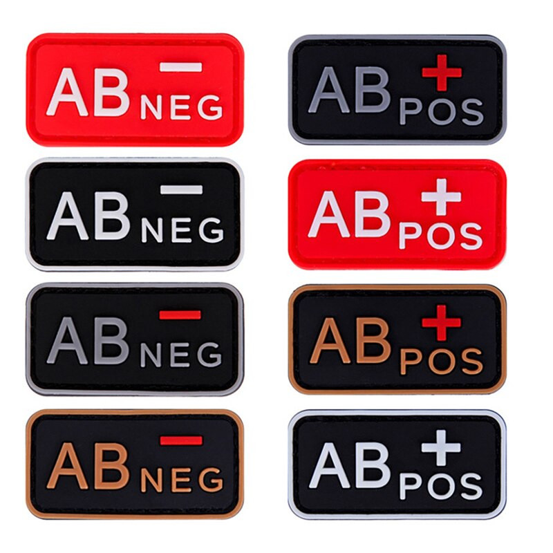 Μπαλώματα τύπου αίματος PVC HOOK&LOOP Abo Pos Neg έμπλαστρα Σήματα απλικέ μπαλώματα για τσάντα με καπάκι ρούχων