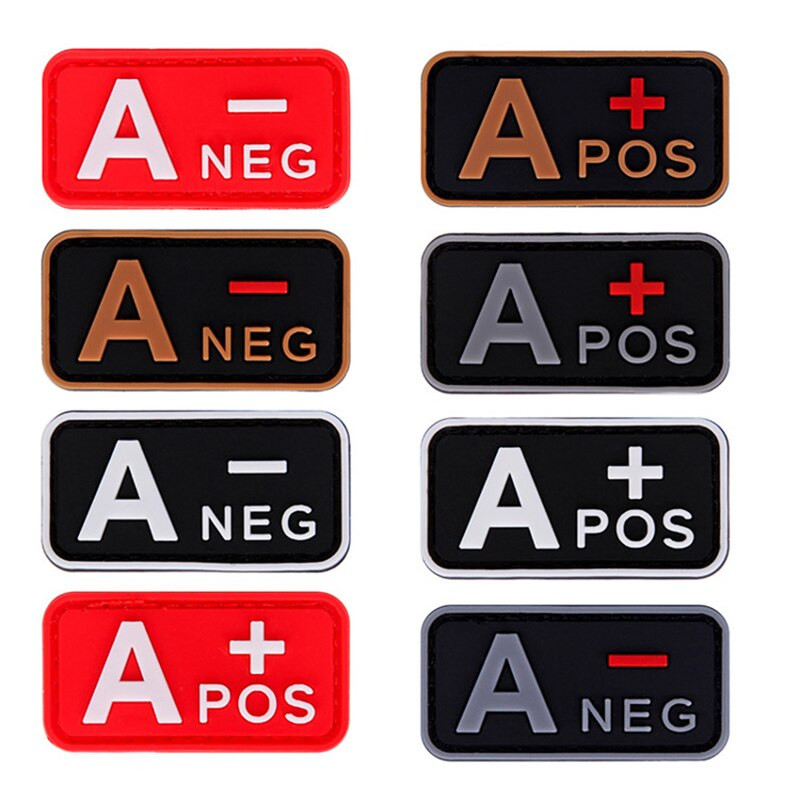 Μπαλώματα τύπου αίματος PVC HOOK&LOOP Abo Pos Neg έμπλαστρα Σήματα απλικέ μπαλώματα για τσάντα με καπάκι ρούχων
