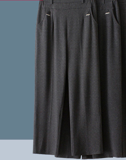 Pantaloni casual dama cu buzunar si element metalic