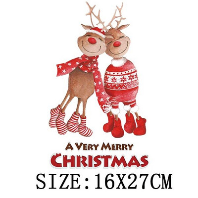 Χριστουγεννιάτικα μπαλώματα για ρούχα DIY Αυτοκόλλητο για μεταφορά θερμότητας πλενόμενο σίδερο σε μπάλωμα Μπλουζάκι με κουκούλα Christmas Girl Deer Απλικέ