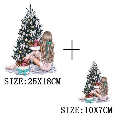 Χριστουγεννιάτικα μπαλώματα για ρούχα DIY Αυτοκόλλητο για μεταφορά θερμότητας πλενόμενο σίδερο σε μπάλωμα Μπλουζάκι με κουκούλα Christmas Girl Deer Απλικέ