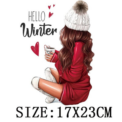 Χριστουγεννιάτικα μπαλώματα για ρούχα DIY Αυτοκόλλητο για μεταφορά θερμότητας πλενόμενο σίδερο σε μπάλωμα Μπλουζάκι με κουκούλα Christmas Girl Deer Απλικέ