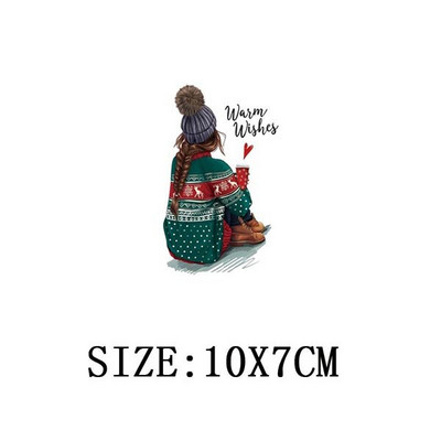 Χριστουγεννιάτικα μπαλώματα για ρούχα DIY Αυτοκόλλητο για μεταφορά θερμότητας πλενόμενο σίδερο σε μπάλωμα Μπλουζάκι με κουκούλα Christmas Girl Deer Απλικέ