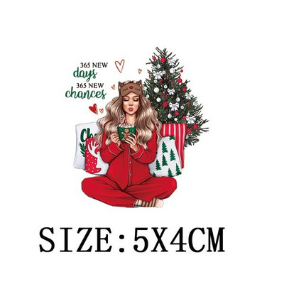 Χριστουγεννιάτικα μπαλώματα για ρούχα DIY Αυτοκόλλητο για μεταφορά θερμότητας πλενόμενο σίδερο σε μπάλωμα Μπλουζάκι με κουκούλα Christmas Girl Deer Απλικέ