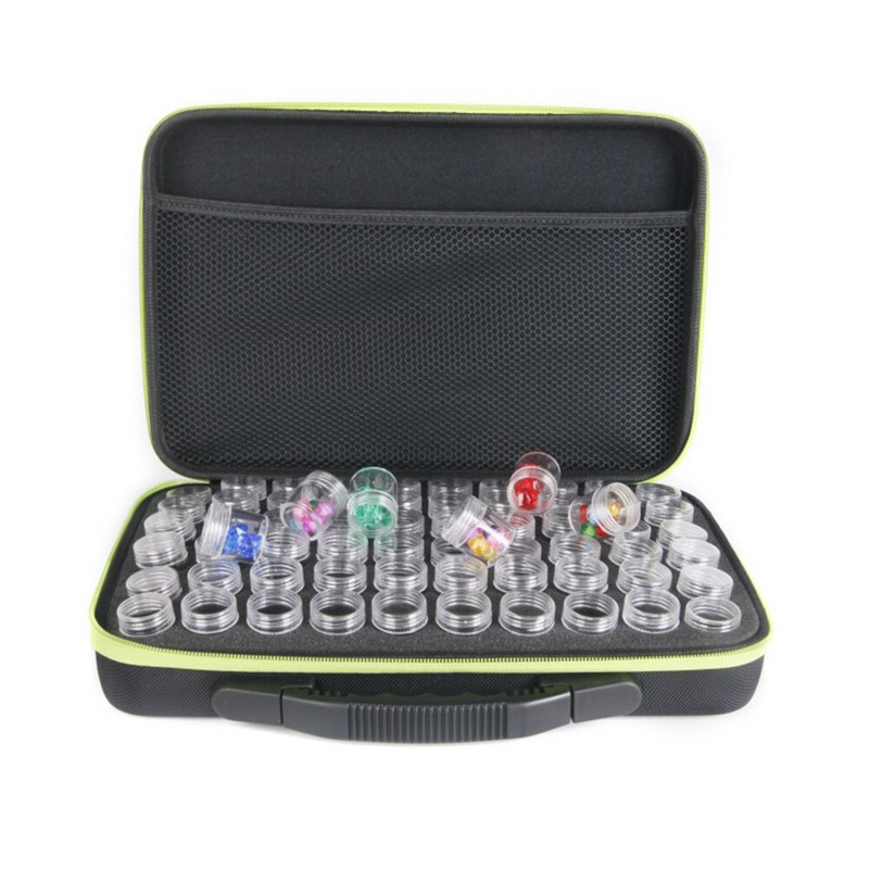 60 de sticle design cu fermoar capac de protecție rezistent la șoc instrument portabil de broderie margele geantă de mână pictură cu diamant cutie de depozitare de călătorie