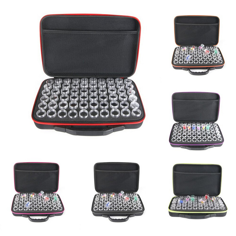 60 de sticle design cu fermoar capac de protecție rezistent la șoc instrument portabil de broderie margele geantă de mână pictură cu diamant cutie de depozitare de călătorie