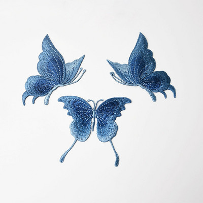 3 db kék csipke hímzett pillangófoltok varrni ruhákra rátétes táncruha