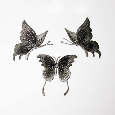 3 tk Sinise pitsiga tikitud liblikaplaastrid, õmble riietele aplikatsiooniga tantsukleit