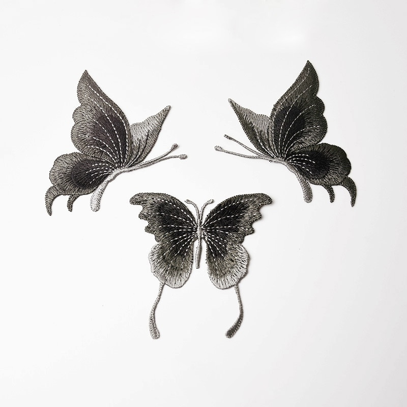 3 tk Sinise pitsiga tikitud liblikaplaastrid, õmble riietele aplikatsiooniga tantsukleit