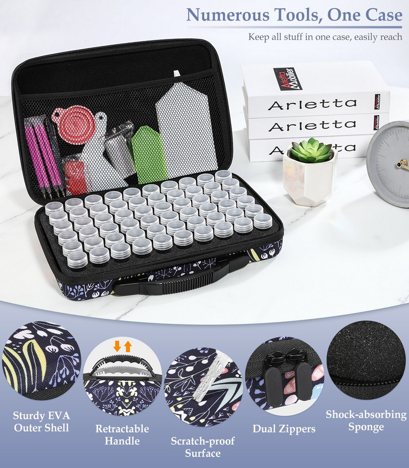 Εμπορευματοκιβώτια αποθήκευσης ζωγραφικής με διαμάντια, αξεσουάρ για κέντημα διαμαντιών 60 θέσεων, κιτ εργαλείων οργάνωσης χάντρες κοσμημάτων αντικραδασμικά