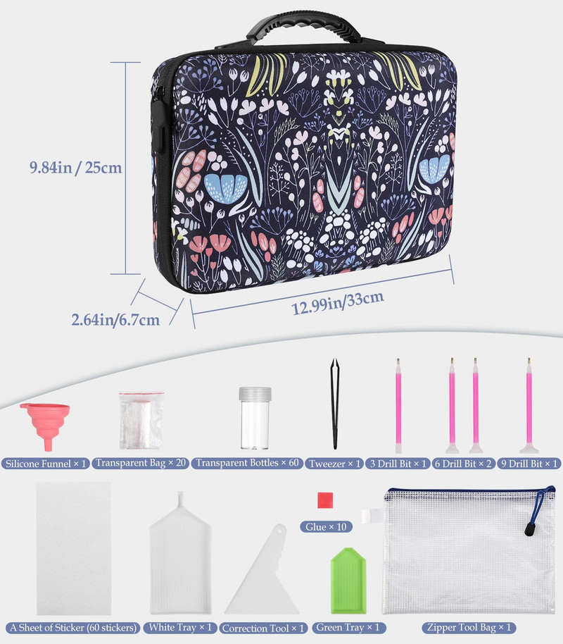 Εμπορευματοκιβώτια αποθήκευσης ζωγραφικής με διαμάντια, αξεσουάρ για κέντημα διαμαντιών 60 θέσεων, κιτ εργαλείων οργάνωσης χάντρες κοσμημάτων αντικραδασμικά