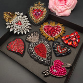 Τρισδιάστατα χειροποίητα μπαλώματα με χάντρες από στρας Ράψτε σε κρυστάλλινο μπάλωμα με χάντρες απλικέ χαριτωμένο μπάλωμα αγάπης μετάλλια