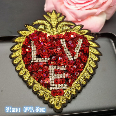 Τρισδιάστατα χειροποίητα μπαλώματα με χάντρες από στρας Ράψτε σε κρυστάλλινο μπάλωμα με χάντρες απλικέ χαριτωμένο μπάλωμα αγάπης μετάλλια