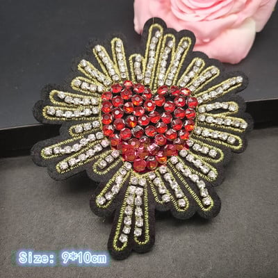 Τρισδιάστατα χειροποίητα μπαλώματα με χάντρες από στρας Ράψτε σε κρυστάλλινο μπάλωμα με χάντρες απλικέ χαριτωμένο μπάλωμα αγάπης μετάλλια