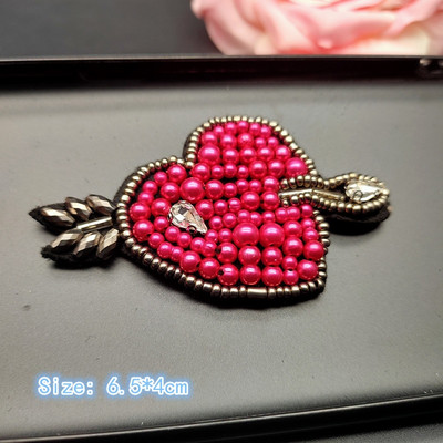 Τρισδιάστατα χειροποίητα μπαλώματα με χάντρες από στρας Ράψτε σε κρυστάλλινο μπάλωμα με χάντρες απλικέ χαριτωμένο μπάλωμα αγάπης μετάλλια