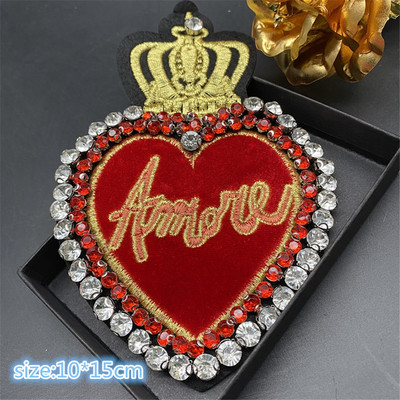 Τρισδιάστατα χειροποίητα μπαλώματα με χάντρες από στρας Ράψτε σε κρυστάλλινο μπάλωμα με χάντρες απλικέ χαριτωμένο μπάλωμα αγάπης μετάλλια