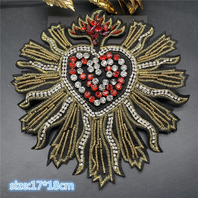 Τρισδιάστατα χειροποίητα μπαλώματα με χάντρες από στρας Ράψτε σε κρυστάλλινο μπάλωμα με χάντρες απλικέ χαριτωμένο μπάλωμα αγάπης μετάλλια