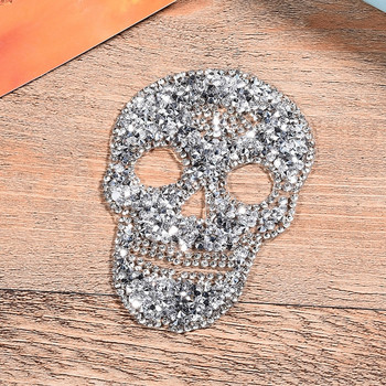 Αυτοκόλλητο Balck Silver Red Skull Diamond Sequin Patches για σίδερο ρούχων σε ρούχα μεταφοράς Απλικές σήμα ρίγες