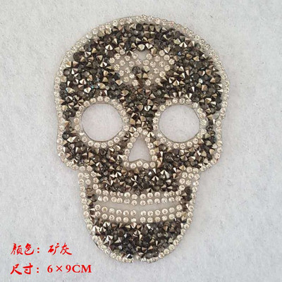Αυτοκόλλητο Balck Silver Red Skull Diamond Sequin Patches για σίδερο ρούχων σε ρούχα μεταφοράς Απλικές σήμα ρίγες